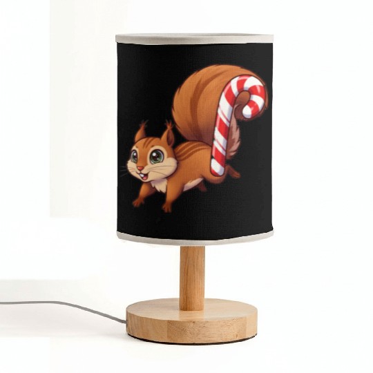 A squirrel with a candy cane tail. Fabric Lamps