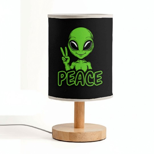 Grey Alien Peace Fabric Lamps