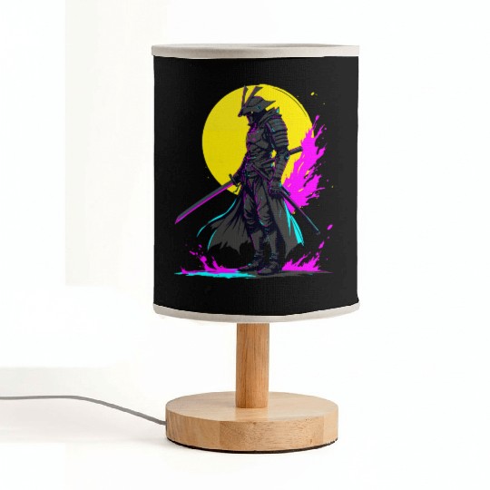 Cyberpunk Samurai Warrior Neon Art Design Fabric Lamps