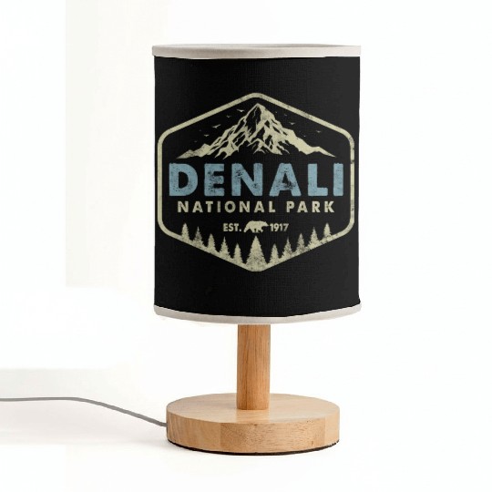 Retro Denali National Park Mountains Nature Hiking Fabric Lamps