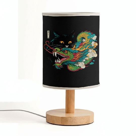 Ukiyo-e Black Cat Chinese Dragon Fabric Lamps