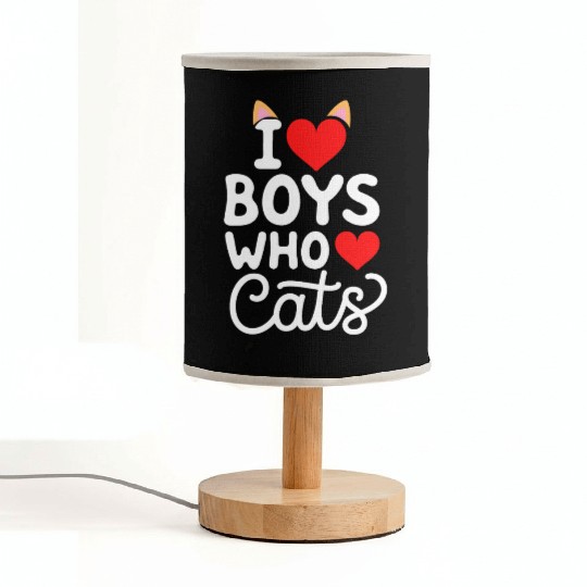 I Love Boys Who Love Cats Cat Mom Owner Fabric Lamps