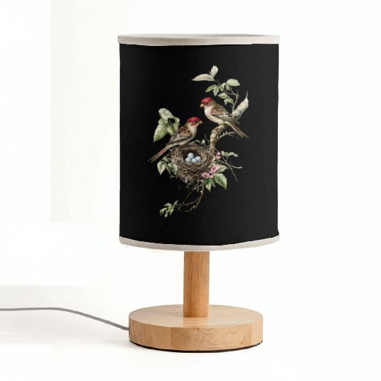 Vintage Bird Nest Illustration Fabric Lamps