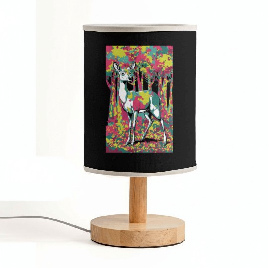Trippy camouflage deer in the forest Fabric Lamps