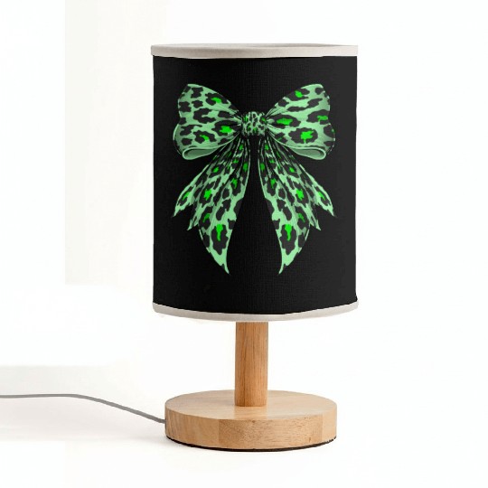 Coquette Bow Cheetah Animal Pattern Lime Green Fabric Lamps