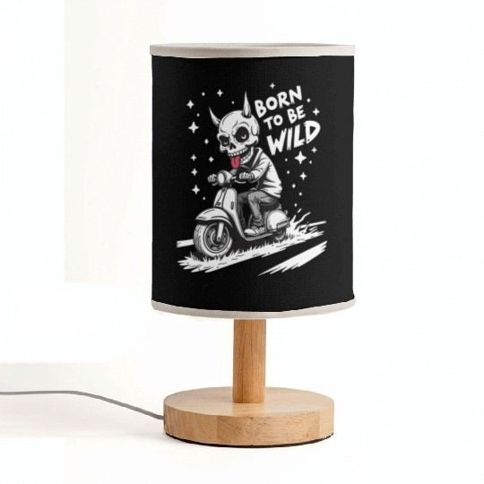 Born to Be Wild - Skull Devil on Scooter Fabric Lamps