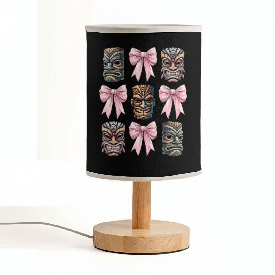 Coquette Bow Tiki Luau Hawaiian Hawaii Tiki Mask Fabric Lamps