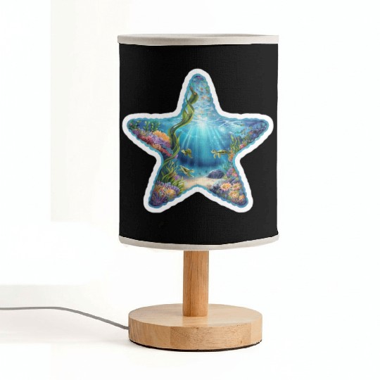 Vibrant Starfish Illustration Fabric Lamps