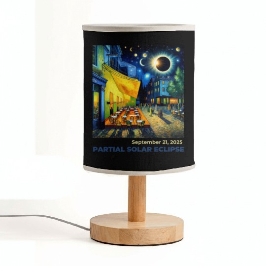 Partial Solar Eclipse Night Scene Art September Fabric Lamps