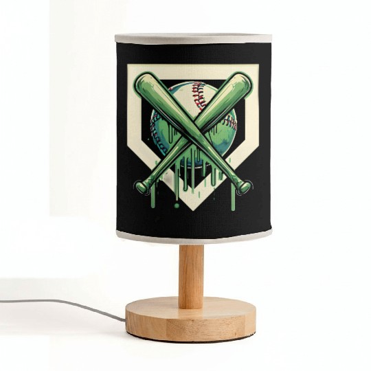 Baseball and Bat Dripping Green Fabric Lamps