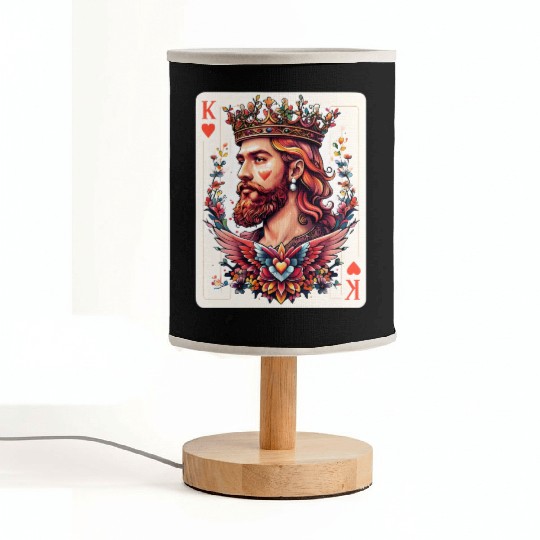 King of Hearts Card Illustration Fabric Lamps