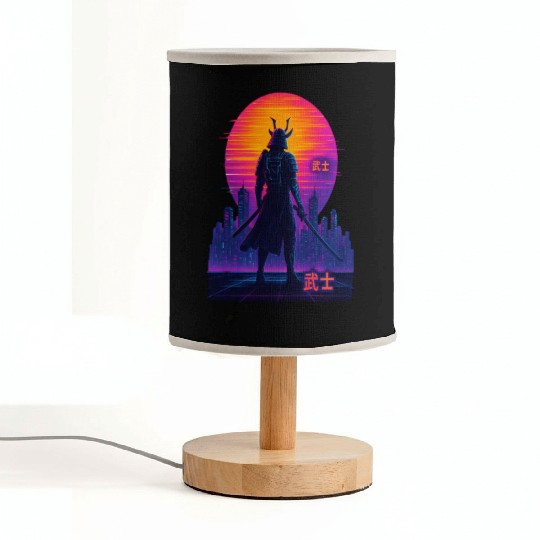 Neon Samurai - Cyberpunk Warrior Art Fabric Lamps