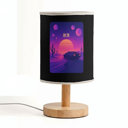 Wanderlust Drive – Retro Vaporwave Desert Fabric Lamps