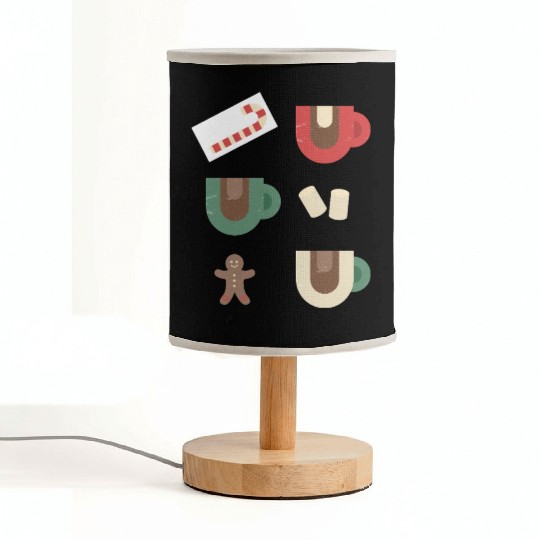 Cute Retro Hot Cocoa Christmas Mug Design Fabric Lamps