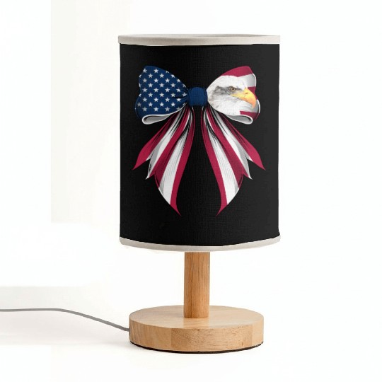 Coquette Bow Bald Eagle Bird US Flag Patriotic Fabric Lamps