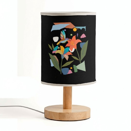 Colorful Hummingbird with Flower - Colorful Nature Fabric Lamps