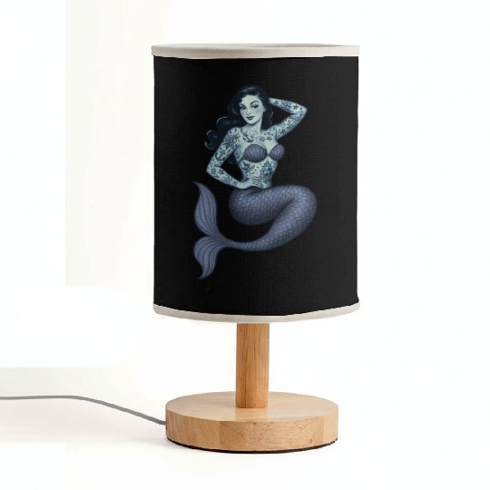 Old School Clasic Tattooed Mermaid Pinup Fabric Lamps