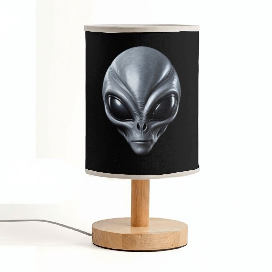 Real Grey Alien Extraterrestrial Face Fabric Lamps
