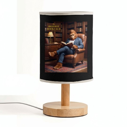 Bigfoot Book Club Sasquatch Reading in the Library Fabric Lamps