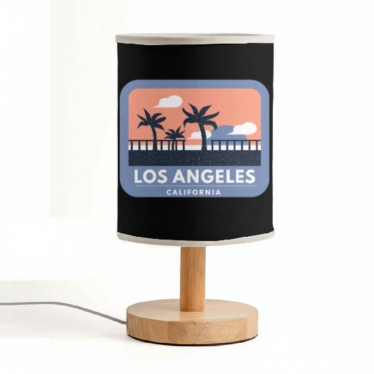 Los Angeles California Retro Skyline Design Fabric Lamps