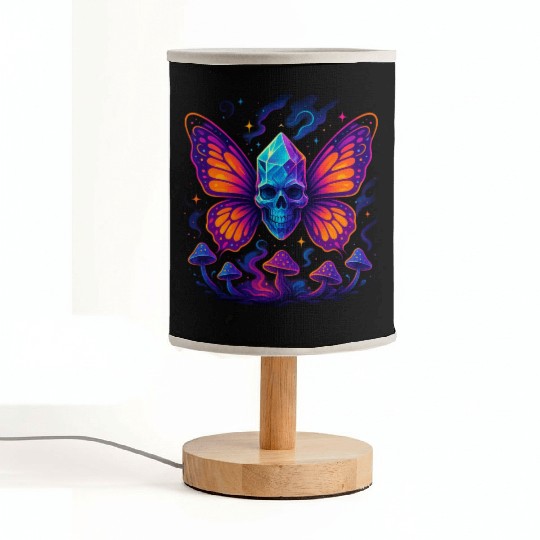 Crystal Skull & Neon Wings – Vapor Fantasy Fabric Lamps