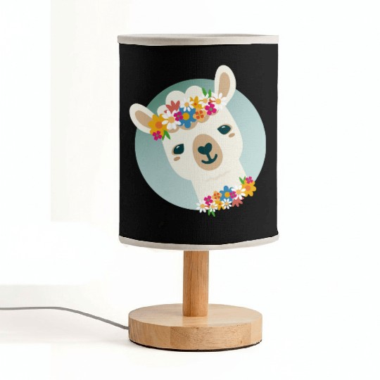 Floral Alpaca with Wreath – Cheerful Summer Motif Fabric Lamps