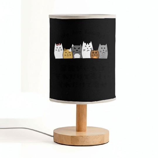 Cat Family Love Black Fabric Lamps