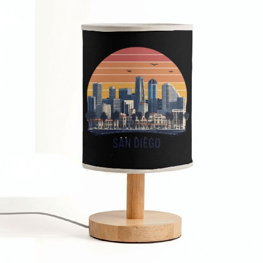 San Diego California Skyline–Modern Cityscape Art Fabric Lamps