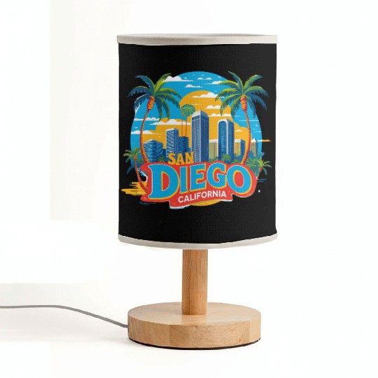 San Diego California Skyline–Modern Cityscape Art Fabric Lamps