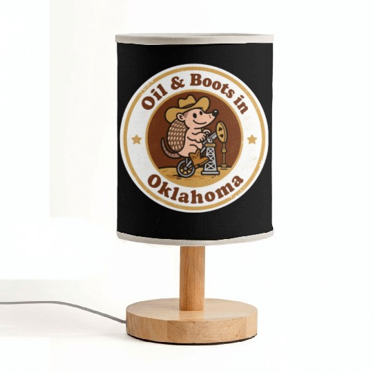 Oil Boots Oklahoma Vintage Artwork Fabric Lamps
