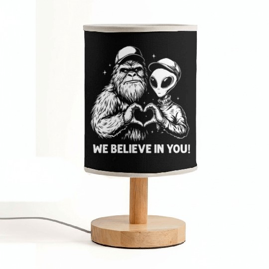 Alien Bigfoot Heart Hands Cryptid Funny Fabric Lamps