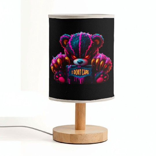 Angry Neon Bear "I DON'T CARE" – Edgy Graffiti  Fabric Lamps