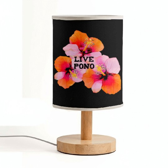 Live pono pink orange hibiscus flowers oahu maui Fabric Lamps
