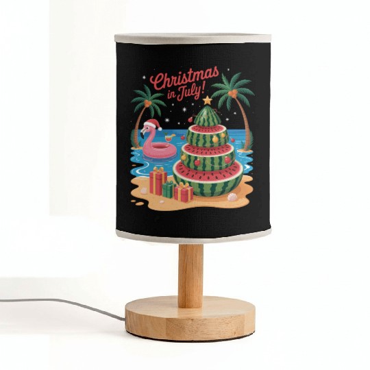 Christmas In July Watermelon Xmas Tree Santa Fabric Lamps