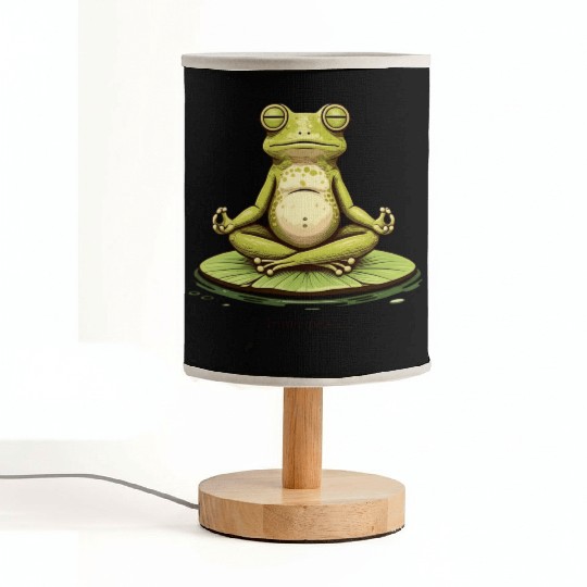 Funny Zen Frog Meditating on Lily Pad – Yoga Fabric Lamps