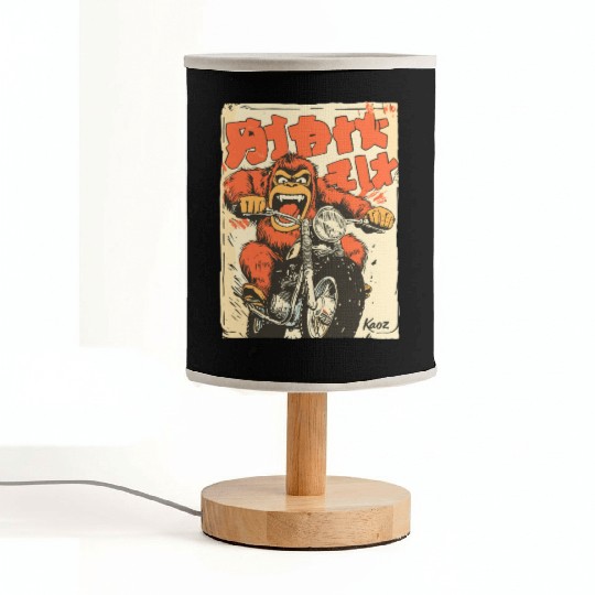 Monkey Mayhem – Vintage Ape on a Motorcycle Fabric Lamps
