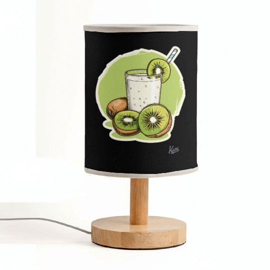 Kiwi fruit and juice with straw illustration Fabric Lamps