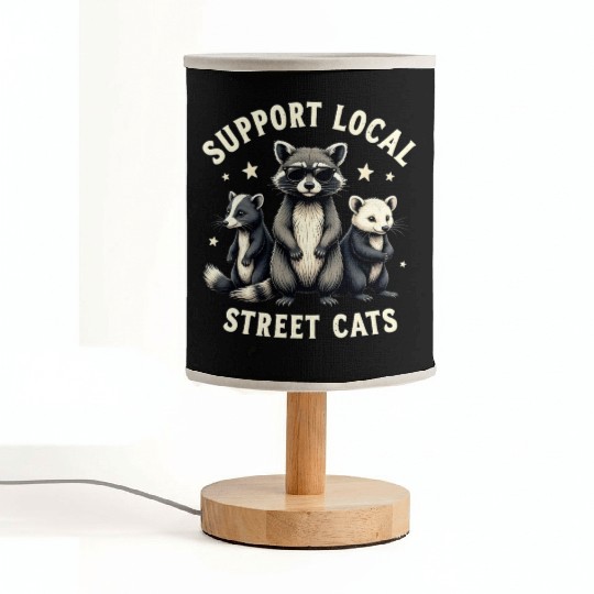 Support Local Street Cats Funny Raccoon Opossum Fabric Lamps