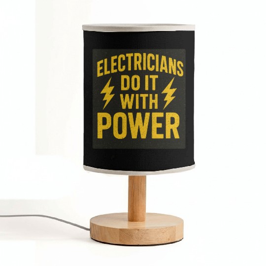 Electricians Do It With Power  Yellow Black Fabric Lamps