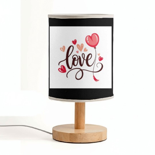 heart shaped balloon with word love Fabric Lamps