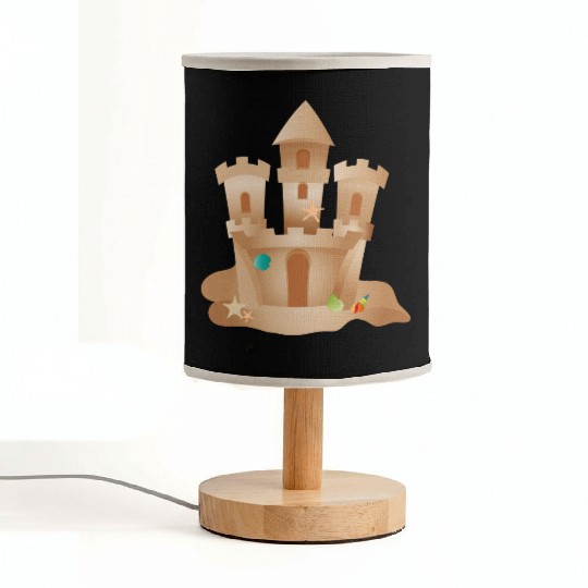 Sandcastle with Shells and Starfish on the Beach Fabric Lamps