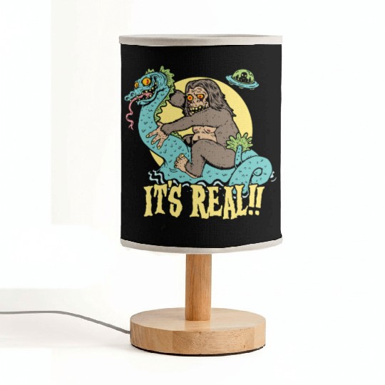 Bigfoot Rides Nessie UFO Cryptid Monster Mayhem Fabric Lamps
