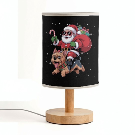 Santa Claus Yorkie Dog Christmas In July Fabric Lamps