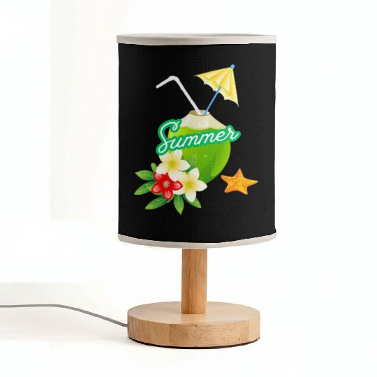 Tropical Summer Coconut with Flowers Fabric Lamps