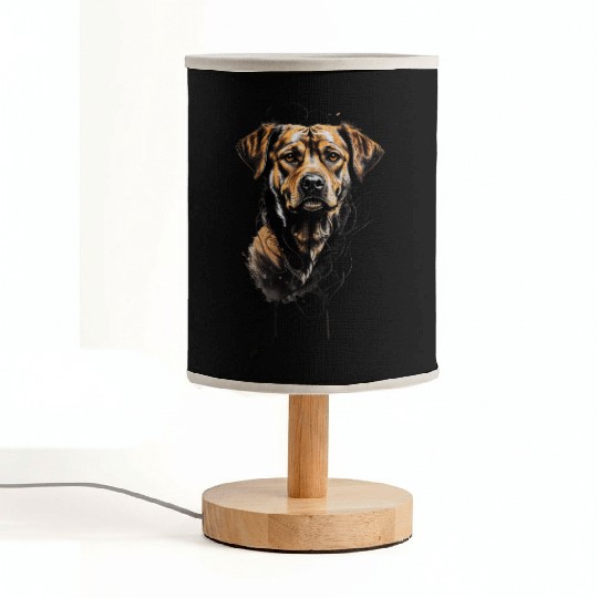 Realistic German Shepherd Portrait Fabric Lamps