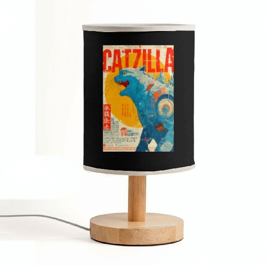 Catzilla Retro Movie Poster Fabric Lamps