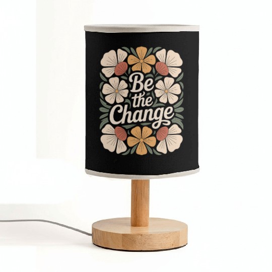 Be The Change Boho Flower Vintage Motivational Fabric Lamps