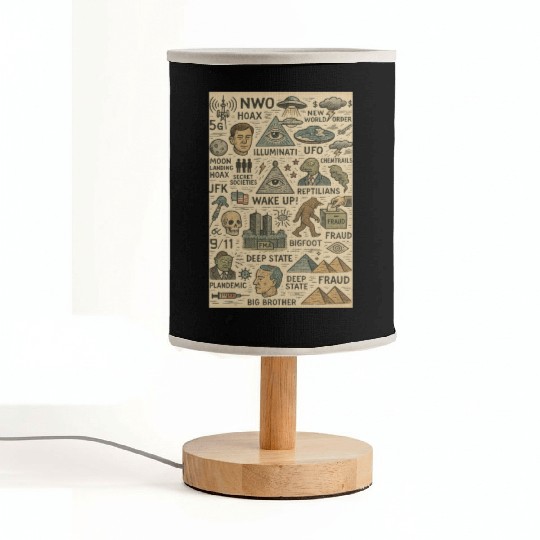 Vintage Conspiracy Theory Icons Fabric Lamps