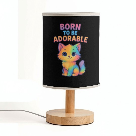 Colorful Adorable Kitten with Affirmation Fabric Lamps