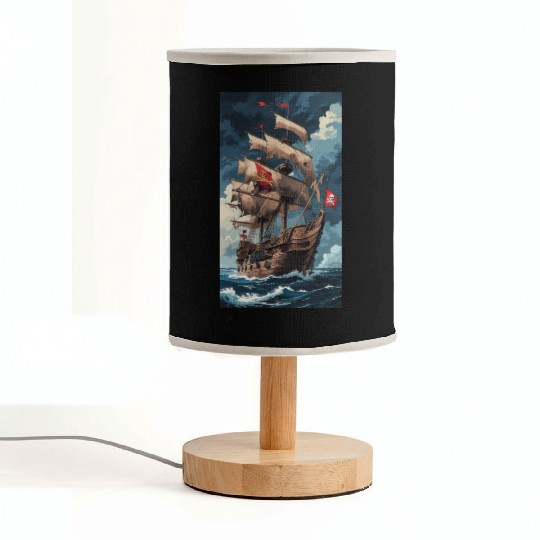 Historical Pirate Ship Adventure Design Fabric Lamps